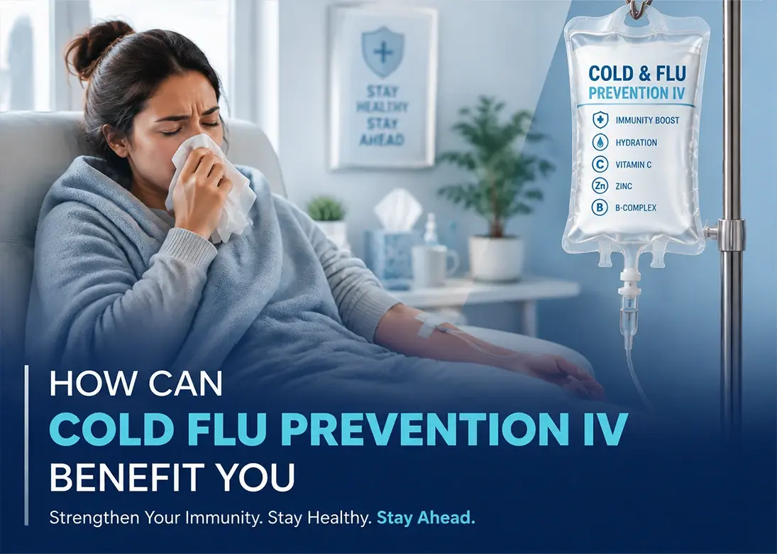 a women taking iv for cold flu prevention