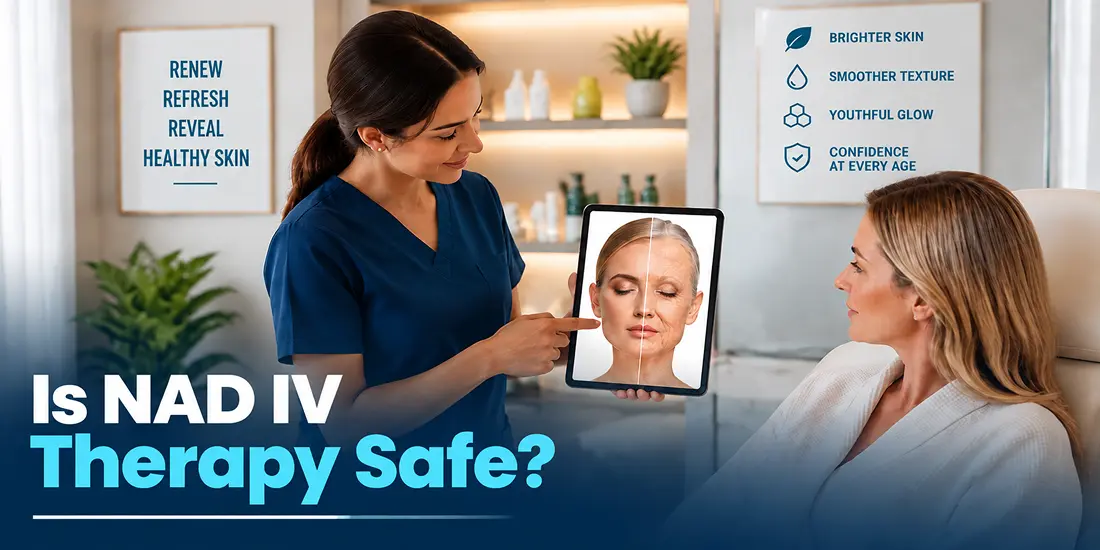 a nurse guiding client about nad iv therapy
